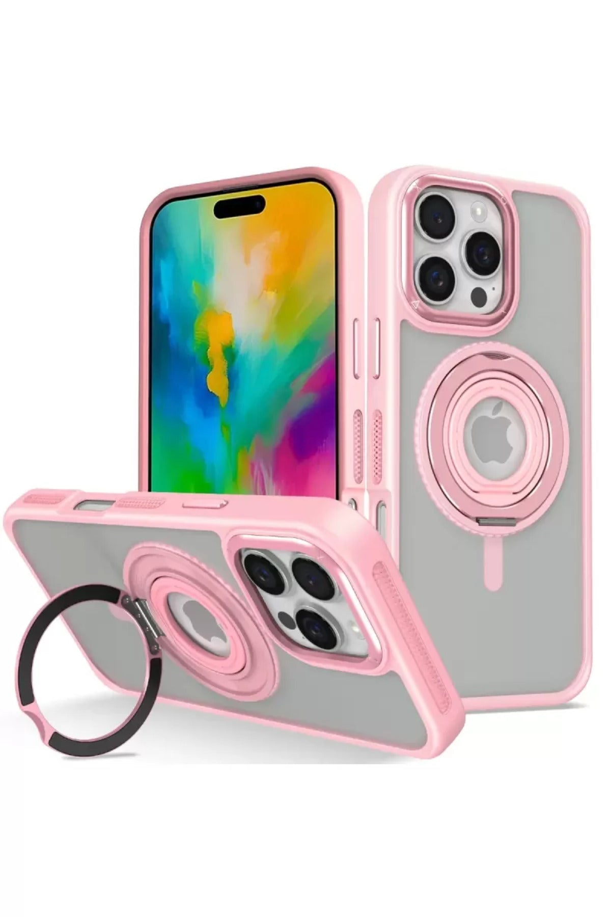 Joko Apple iPhone 16 Pro Uyumlu Banza Magsafe Standlı Kapak - Pembe