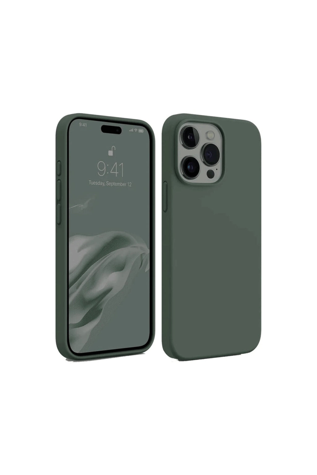 Apple iPhone 15 Pro Max Uyumlu Kılıf First Silikon - Koyu Yeşil