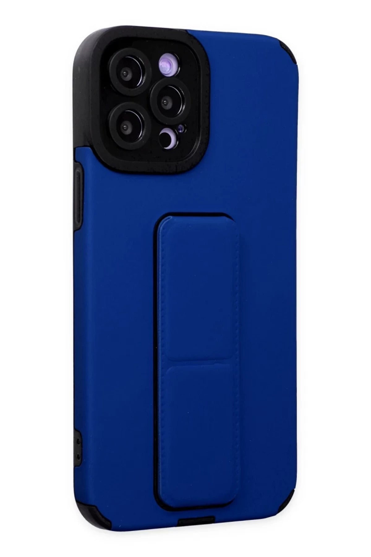 Apple iPhone 12 Pro Max Uyumlu Kılıf Mega Standlı Silikon - Mavi