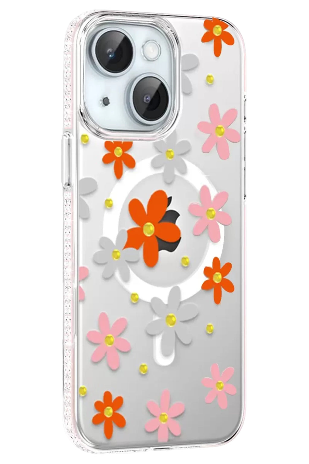 Joko Apple iPhone 14 Uyumlu Floral Magsafe Kapak - Turuncu