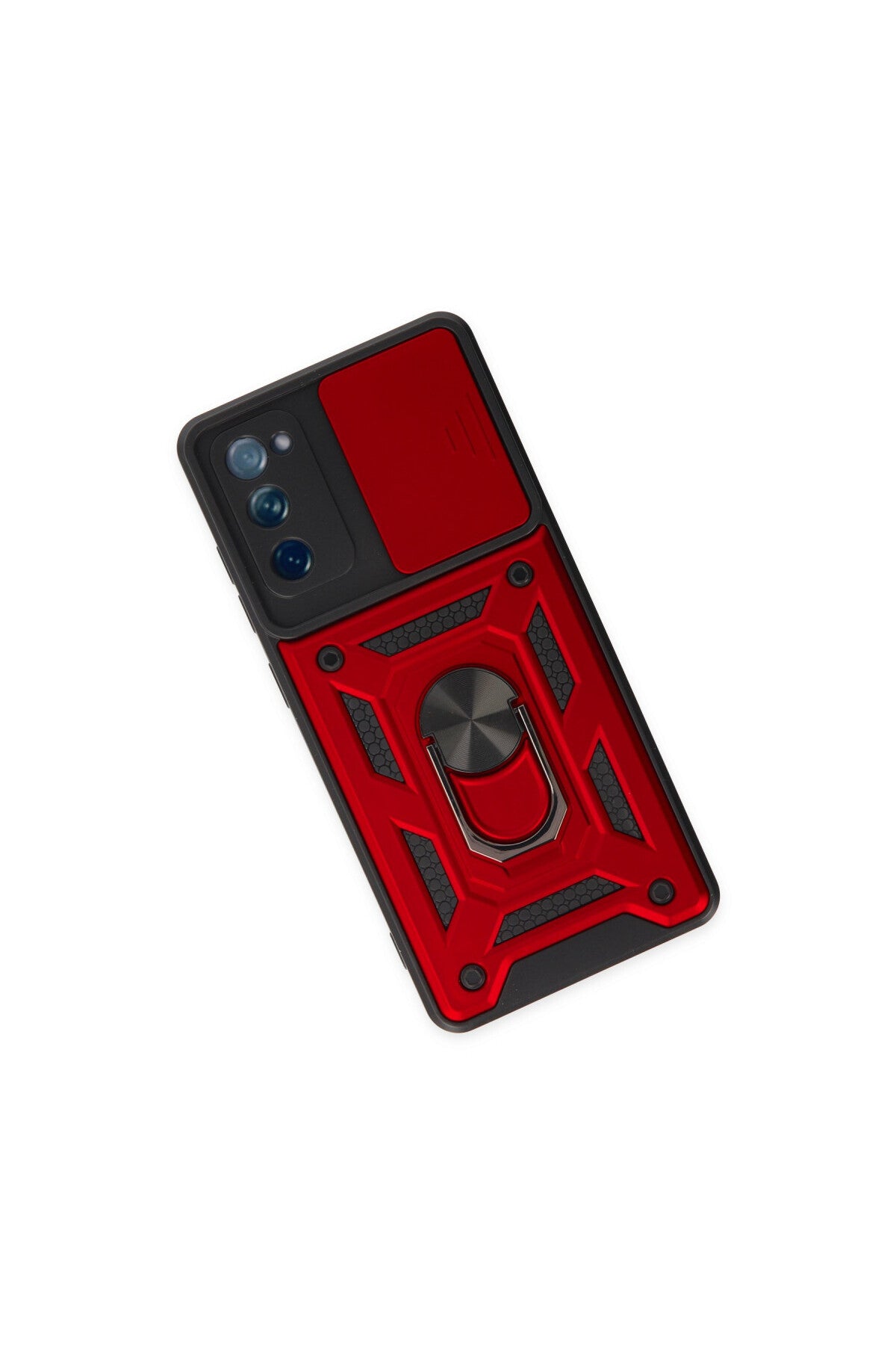 Samsung Galaxy S20 FE Uyumlu Kılıf Pars Lens Yüzüklü Silikon - Kırmızı
