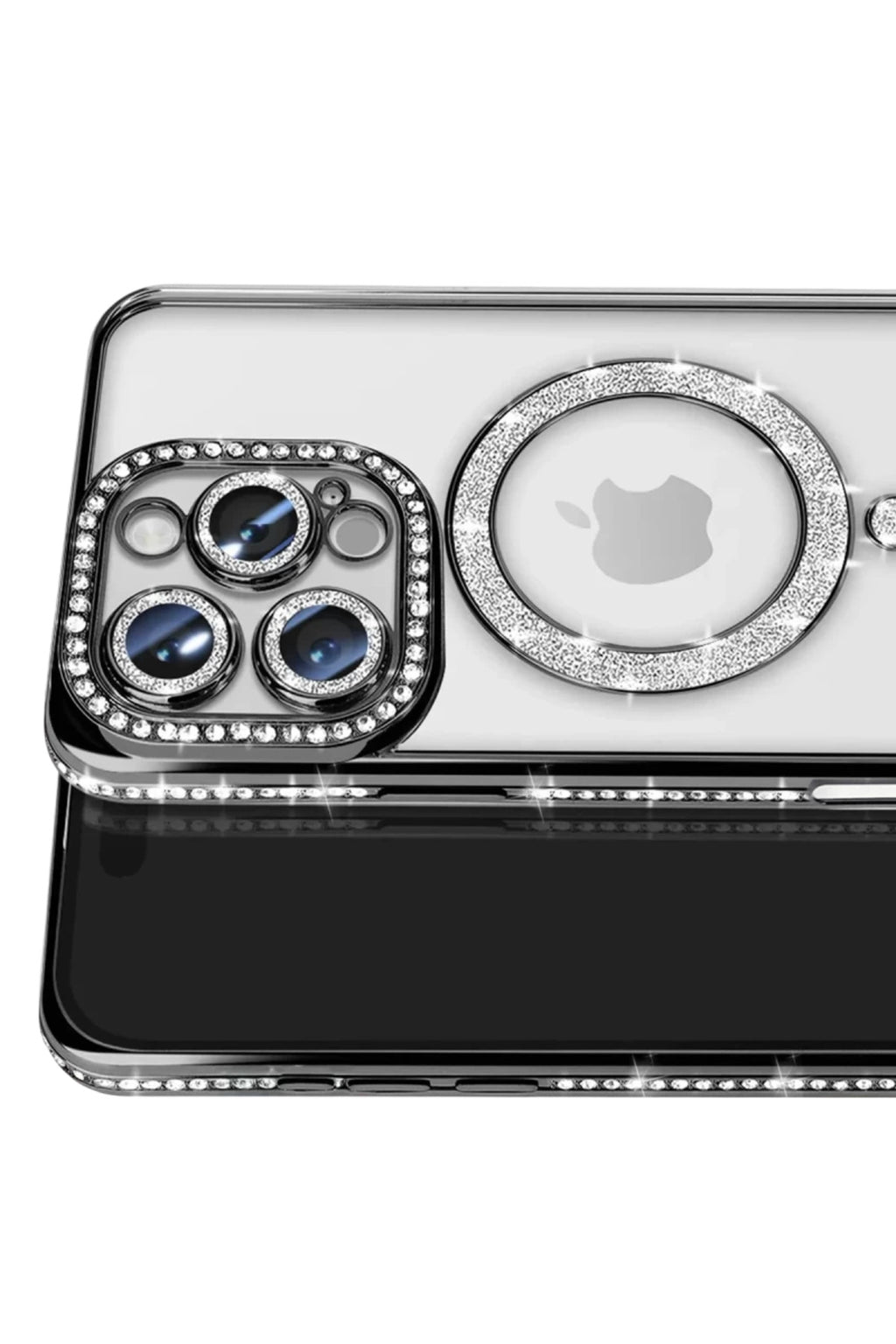 Apple iPhone 16 Pro Max Uyumlu Kılıf Joke Simli Magneticsafe Kılıf - Siyah