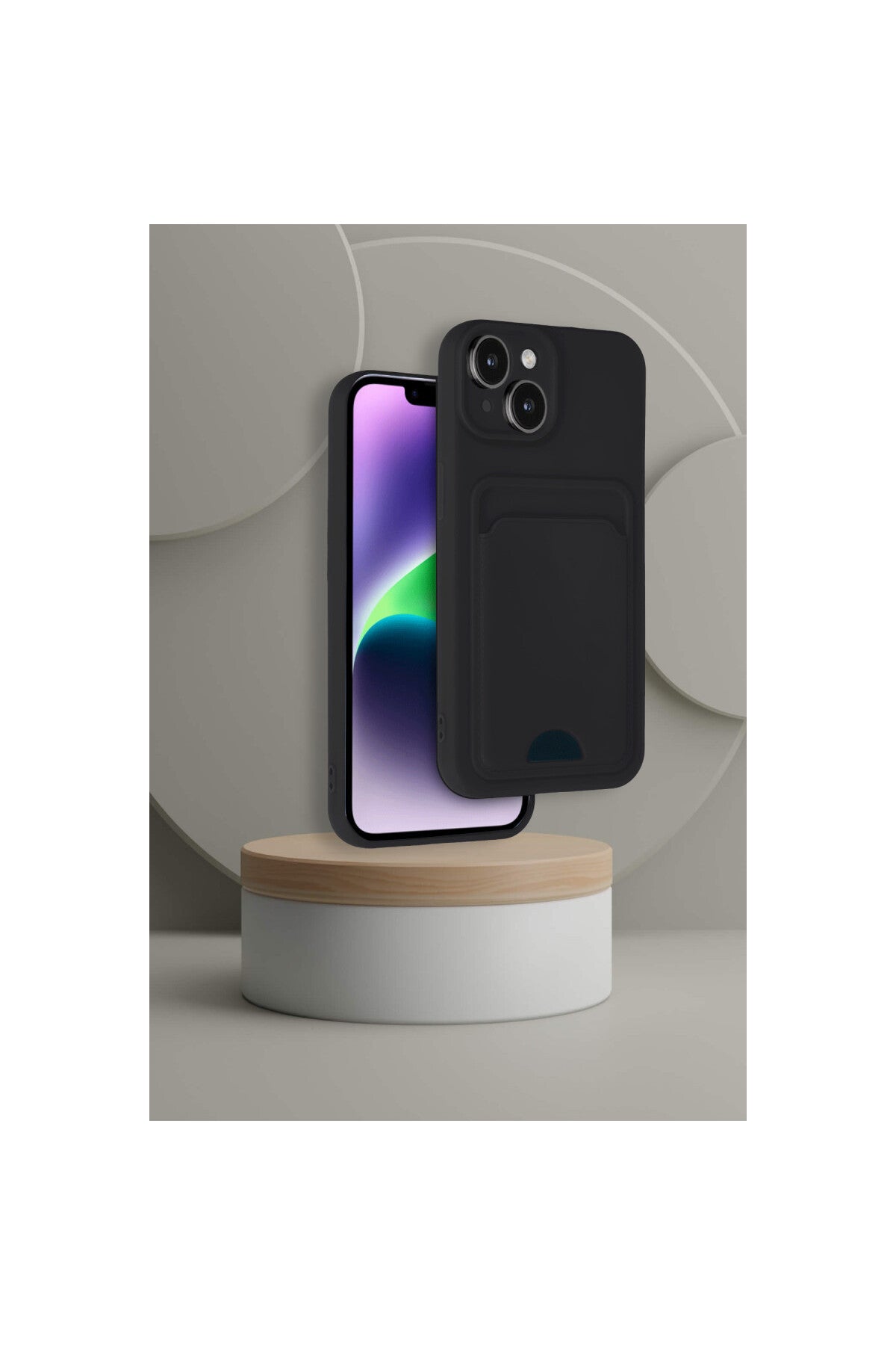 Apple iPhone 14 Uyumlu Kılıf Kelvin Kartvizitli Silikon - Bordo