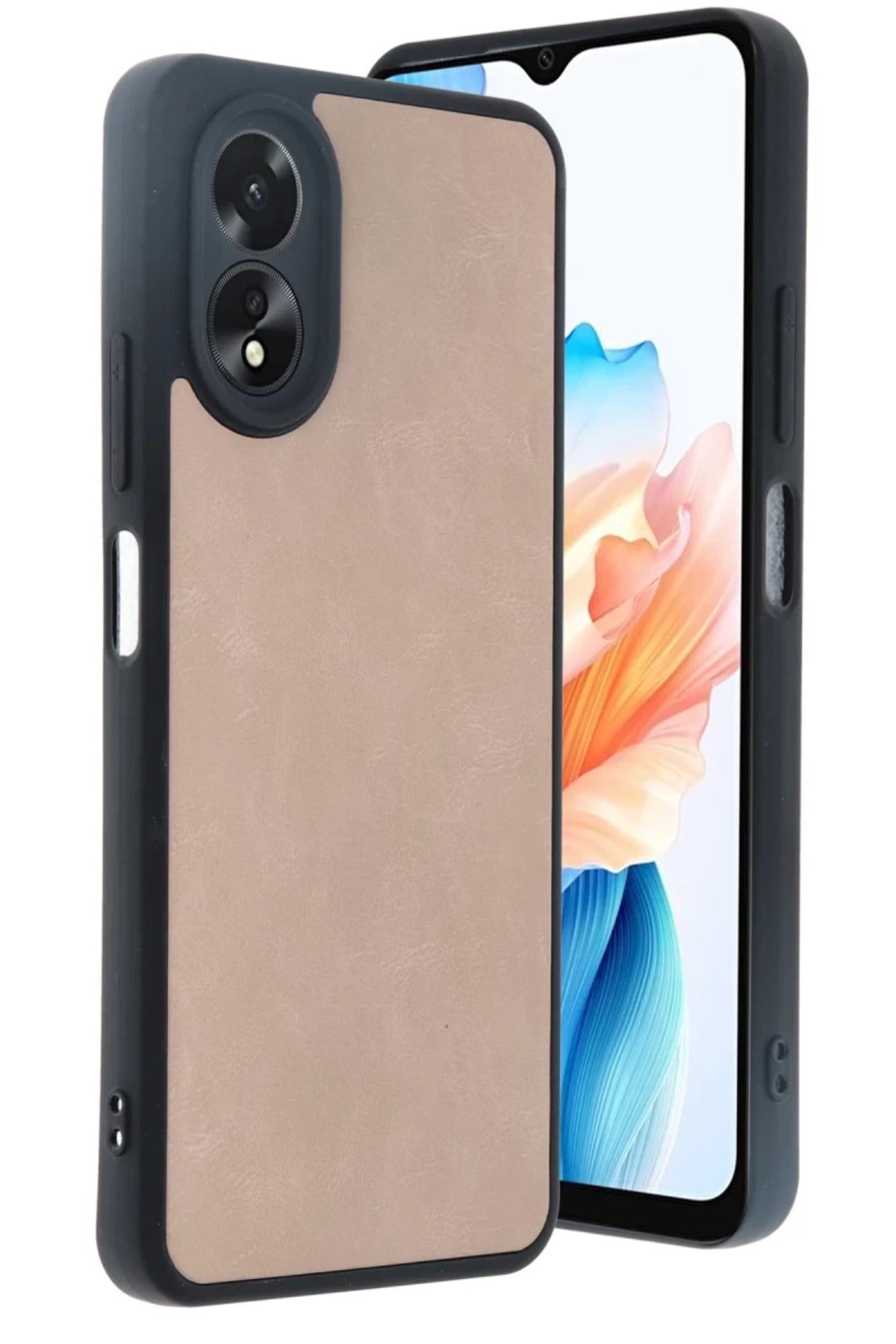 Oppo A38 Uyumlu Kılıf Aras Deri Kapak - Pudra