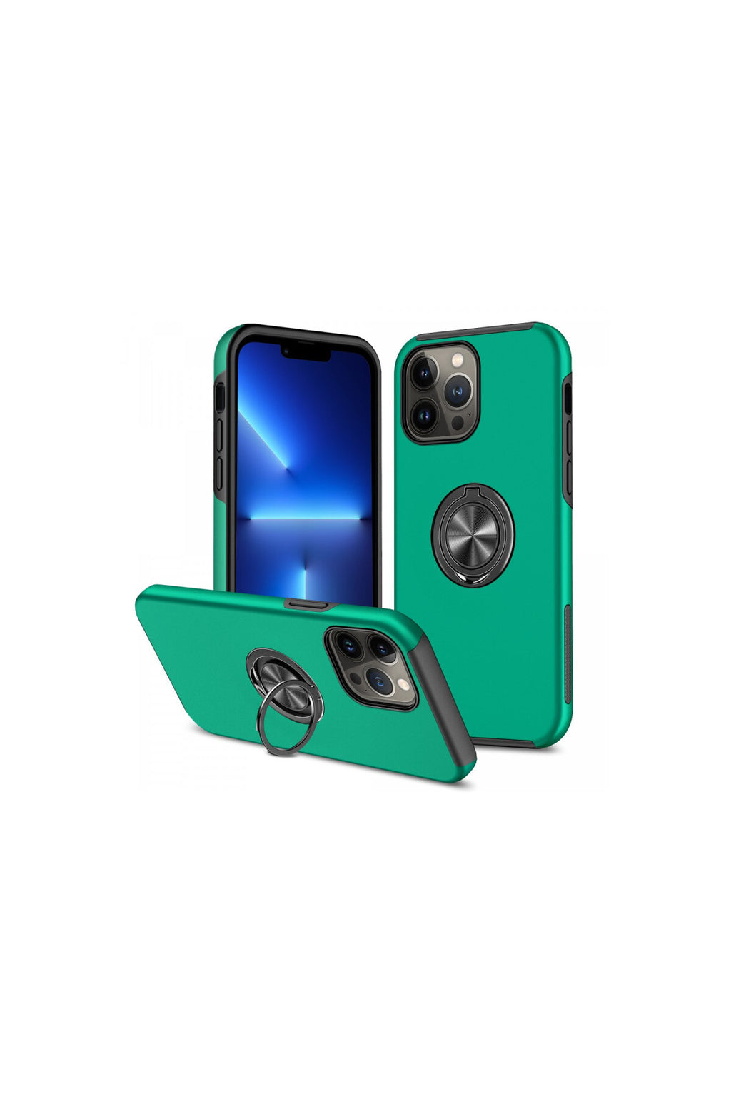 Apple iPhone 13 Pro Max Uyumlu Kılıf Elit Yüzüklü Kapak - Yeşil