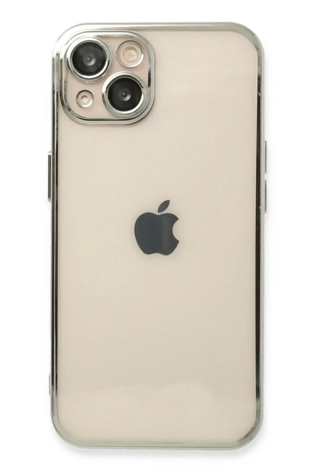 Apple iPhone 14 Plus Uyumlu Kılıf Lensli Silikon - Gümüş