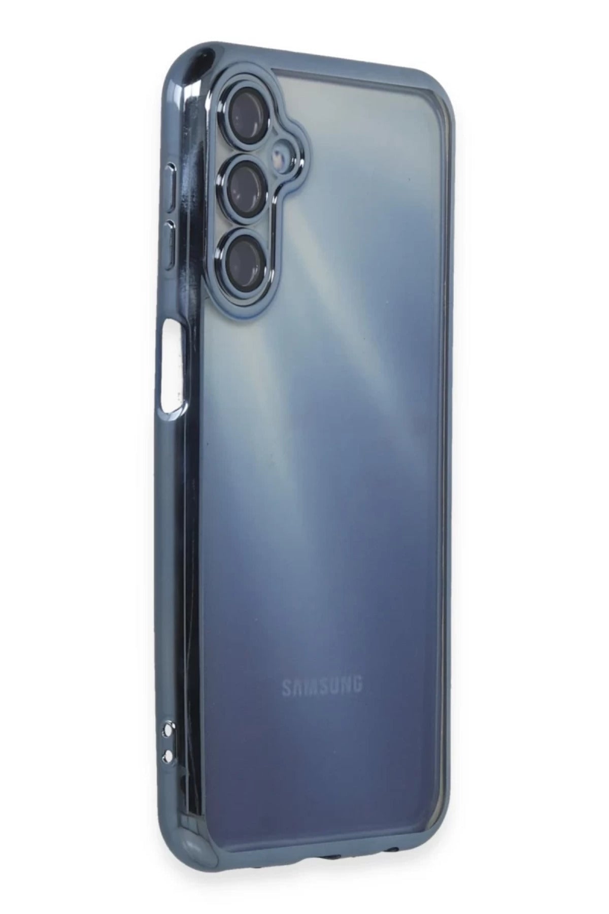 Samsung Galaxy A55 5G Uyumlu Kılıf Lensli Silikon - Açık Mavi