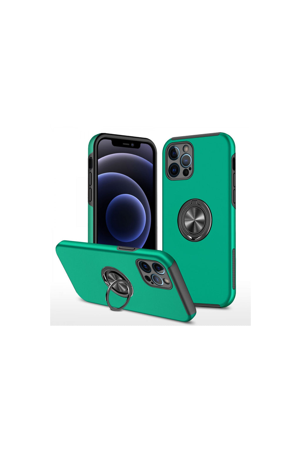 Apple iPhone 12 Pro Max Uyumlu Kılıf Elit Yüzüklü Kapak - Yeşil