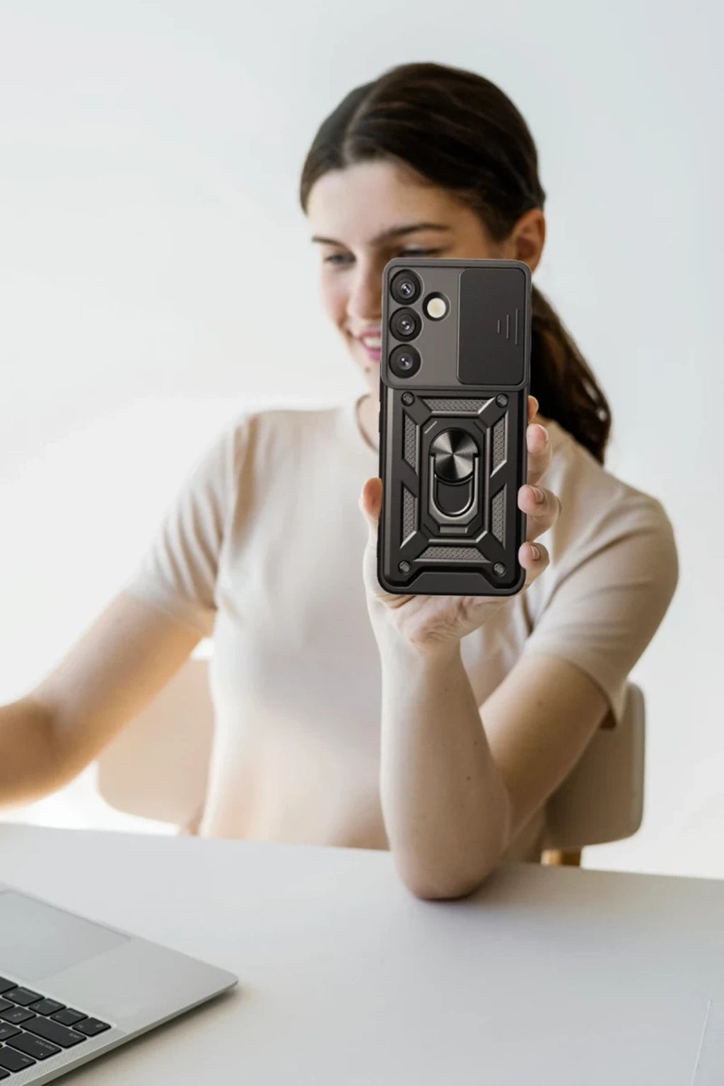 Samsung Galaxy S25 FE Uyumlu Pars Lens Yüzüklü Silikon - Yeşil
