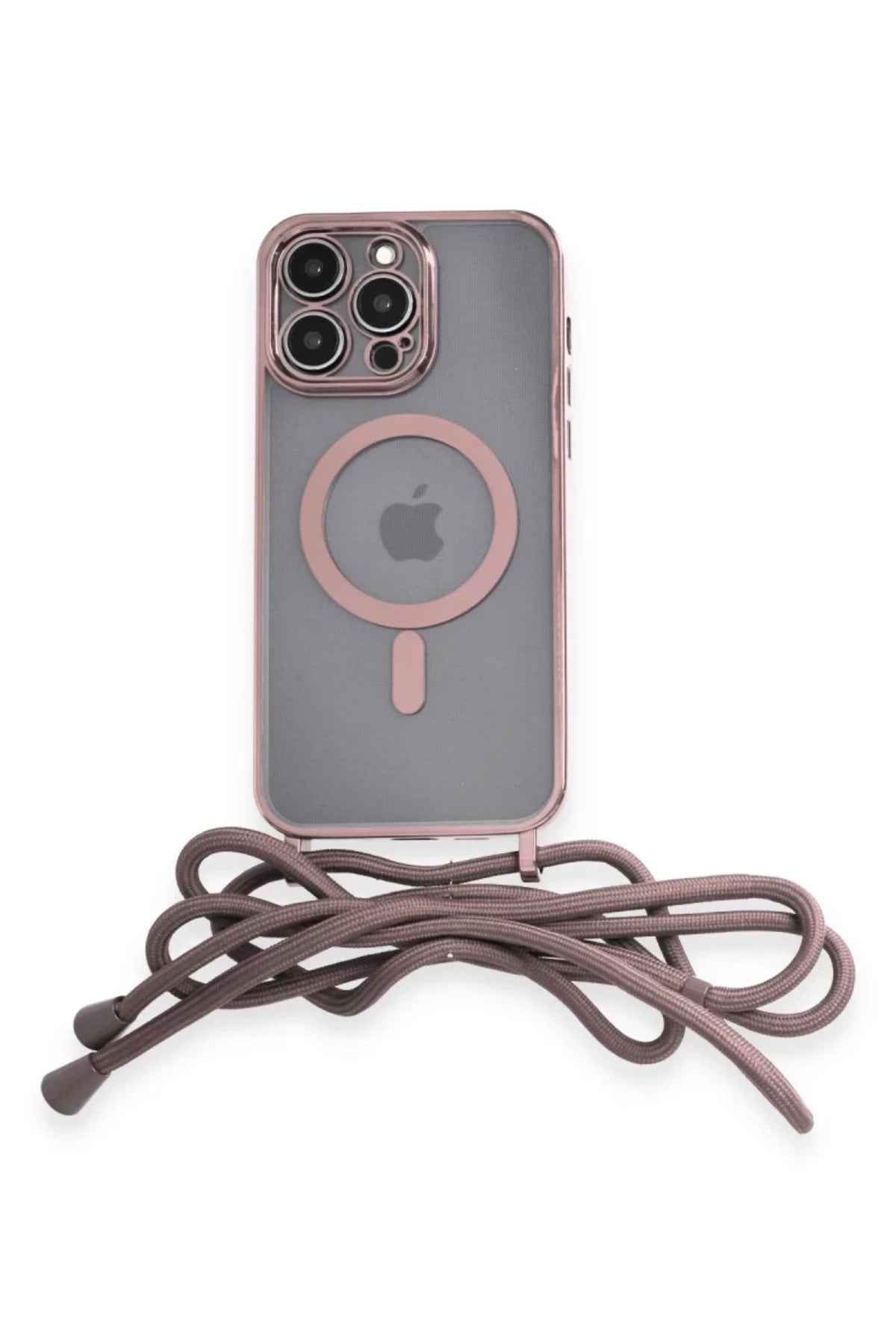Apple iPhone 12 Pro Max Uyumlu Kılıf Divo Lazer Askılı Magsafe Kapak - Pembe