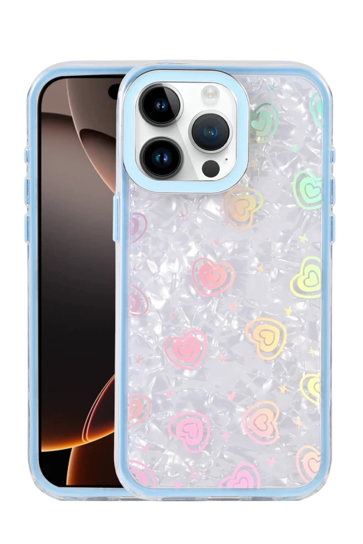Apple iPhone 15 Pro Uyumlu Lumi Desenli Kapak - Mavi
