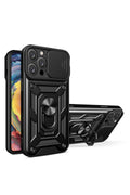 Apple iPhone 16 Pro Max Uyumlu Kılıf Pars Lens Yüzüklü Silikon - Siyah