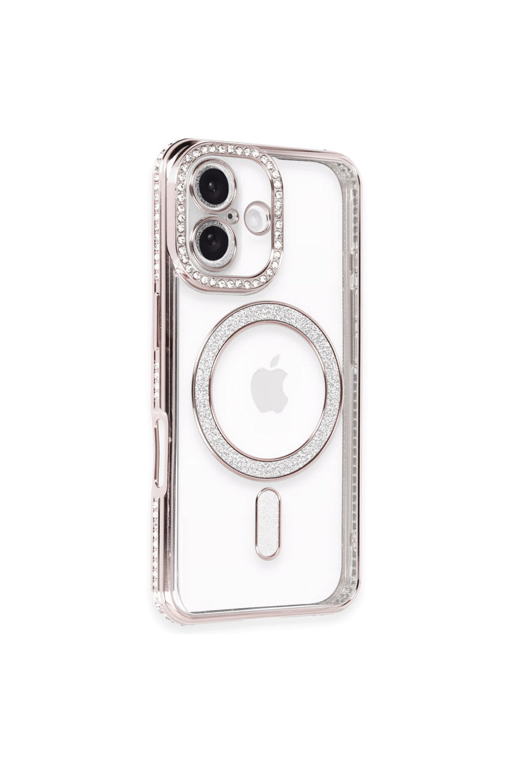 Apple iPhone 16 Uyumlu Kılıf Joke Simli Magneticsafe Kılıf - Pembe