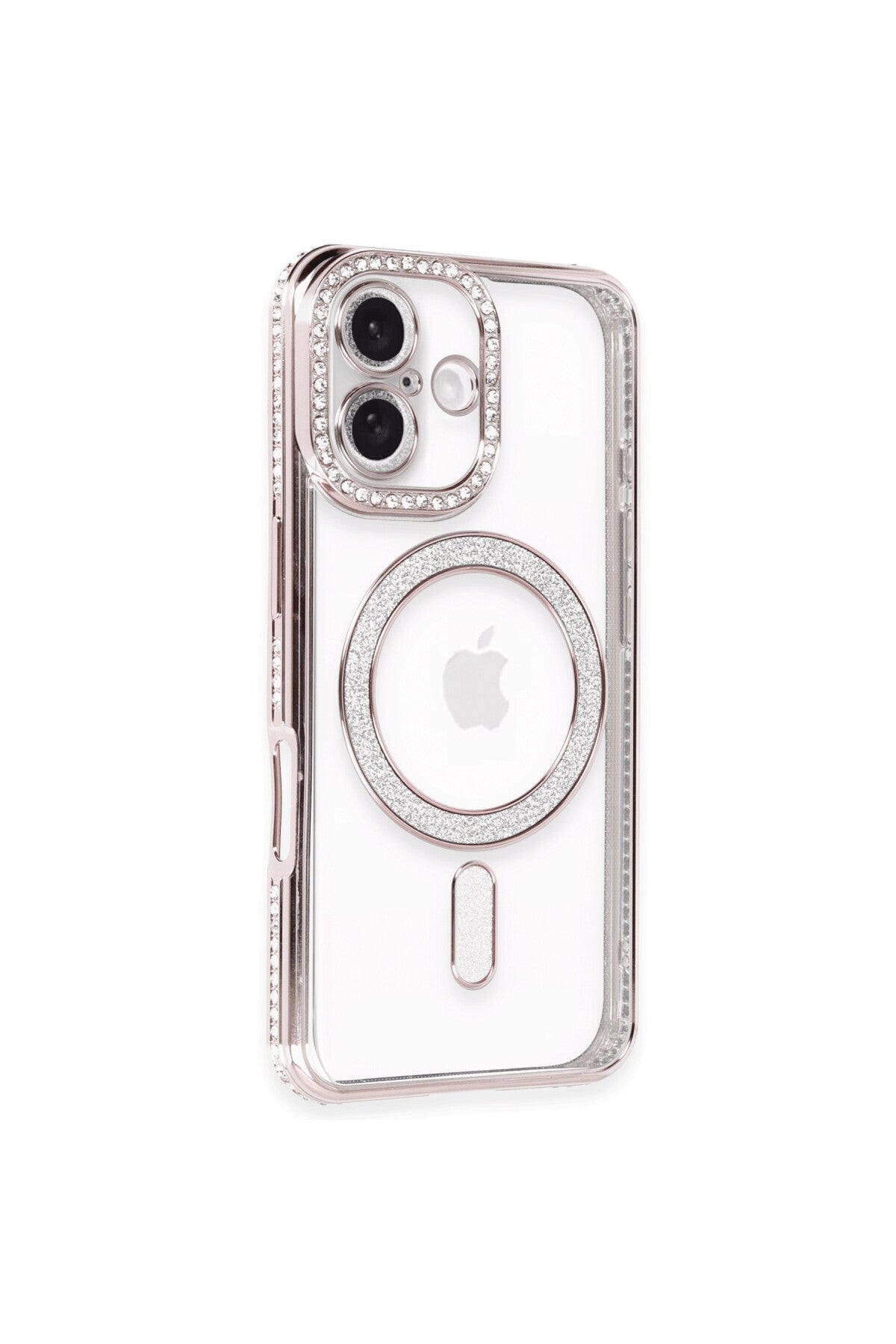 Apple iPhone 16 Uyumlu Kılıf Joke Simli Magneticsafe Kılıf - Pembe