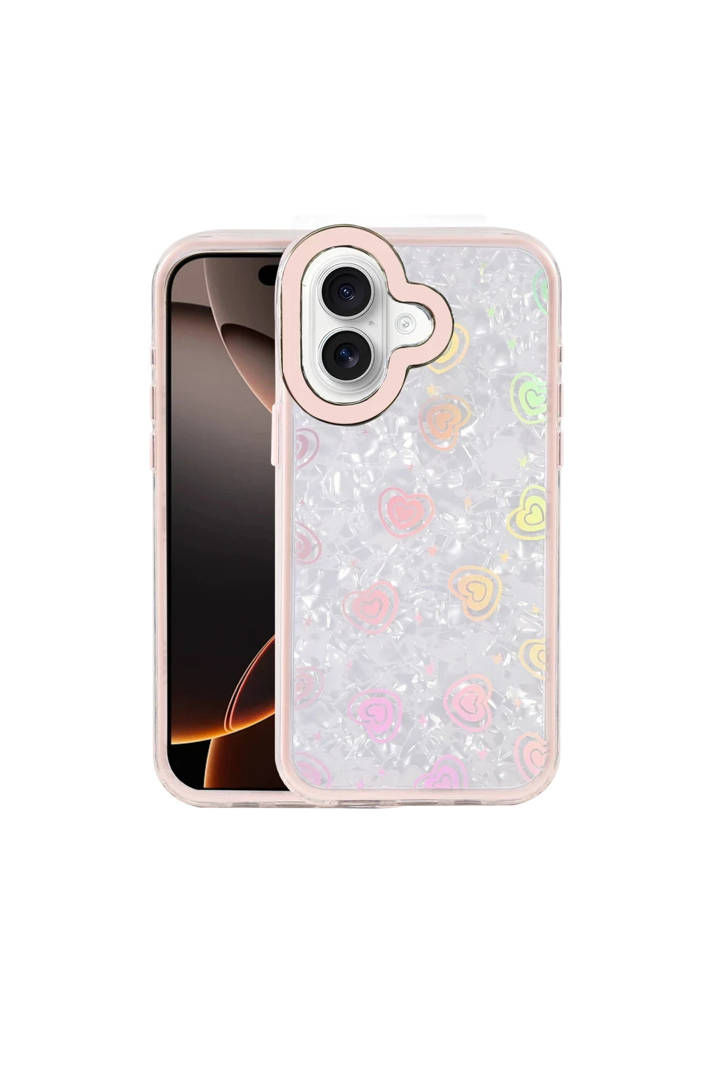 Apple iPhone 16 Uyumlu Lumi Desenli Kapak - Pembe