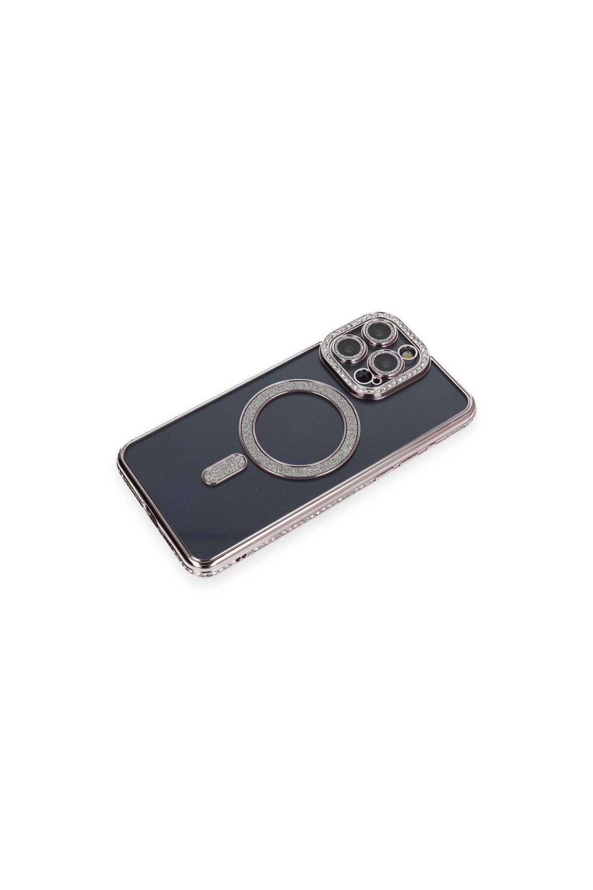 Apple iPhone 14 Pro Uyumlu Kılıf Joke Simli Magneticsafe Kılıf - Gri