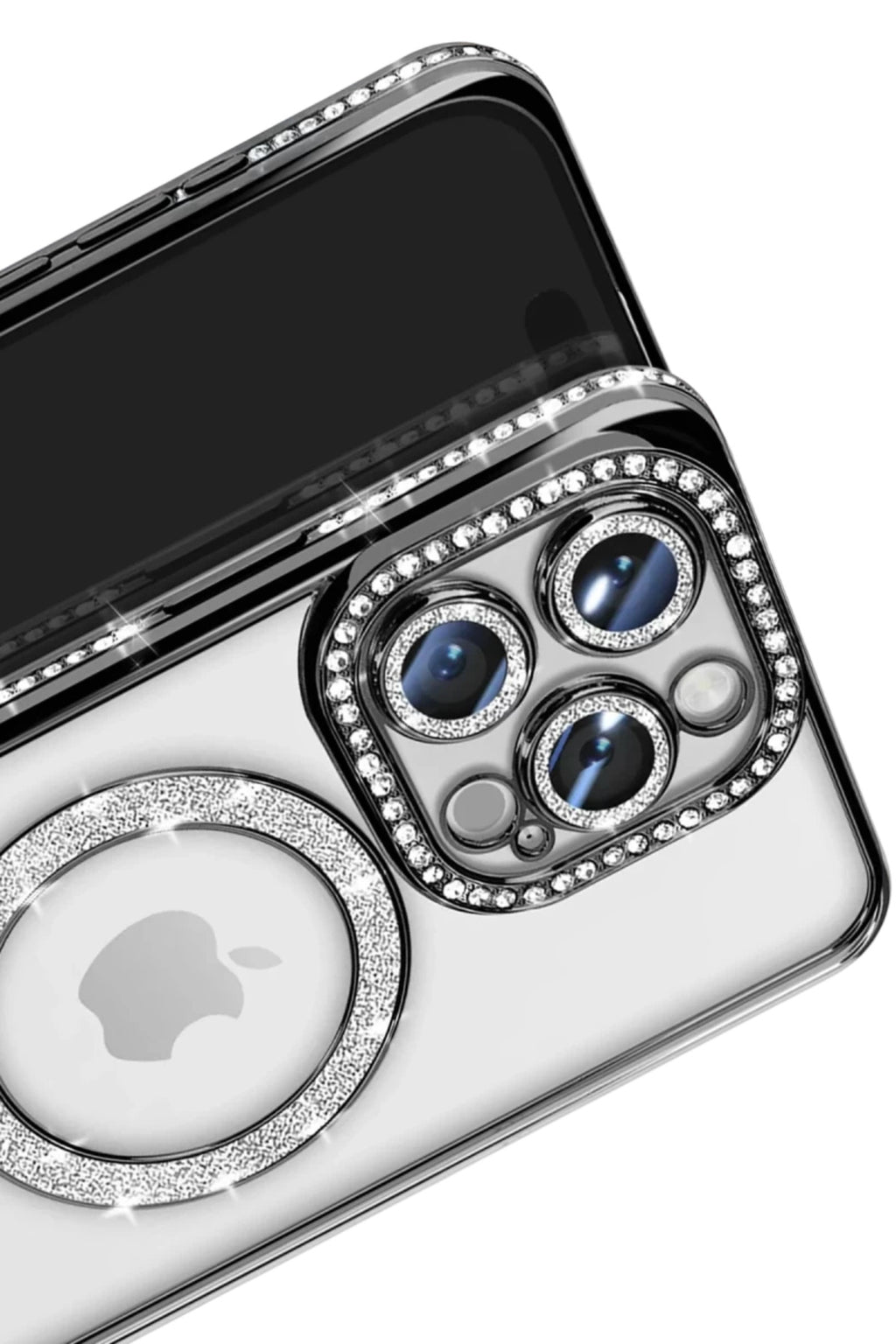 Apple iPhone 16 Pro Max Uyumlu Kılıf Joke Simli Magneticsafe Kılıf - Siyah