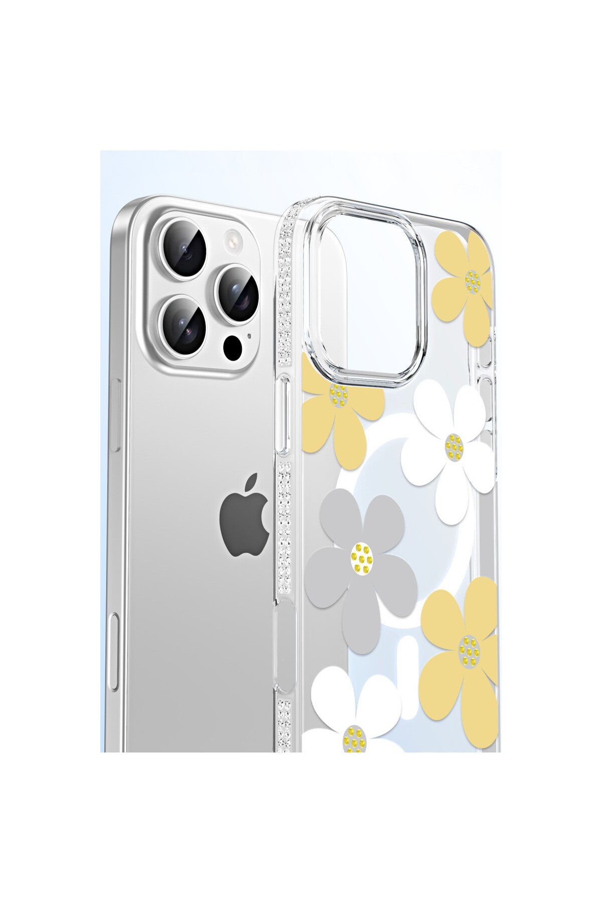 Joko Apple iPhone 14 Pro Max Uyumlu Floral Magsafe Kapak - Beyaz