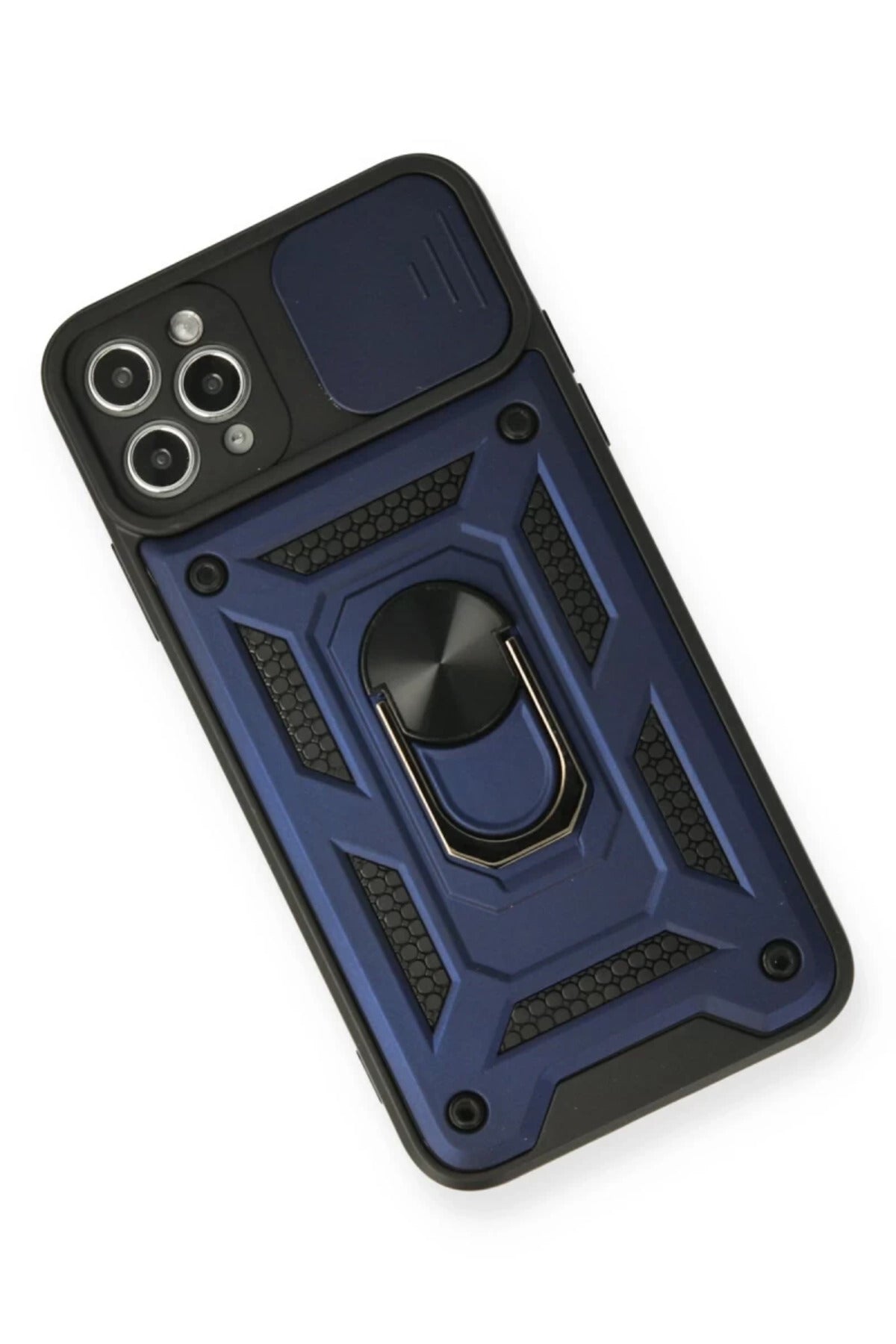 Apple iPhone 11 Pro Uyumlu Kılıf Pars Lens Yüzüklü Silikon - Lacivert