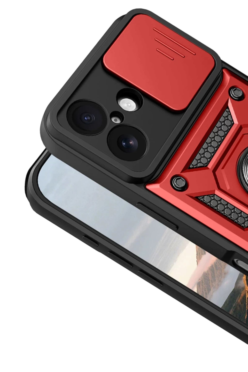 Apple iPhone 17 Uyumlu Pars Lens Yüzüklü Silikon - Kırmızı