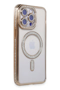 Apple iPhone 15 Pro Max Uyumlu Kılıf Joke Simli Magneticsafe Kılıf - Gold