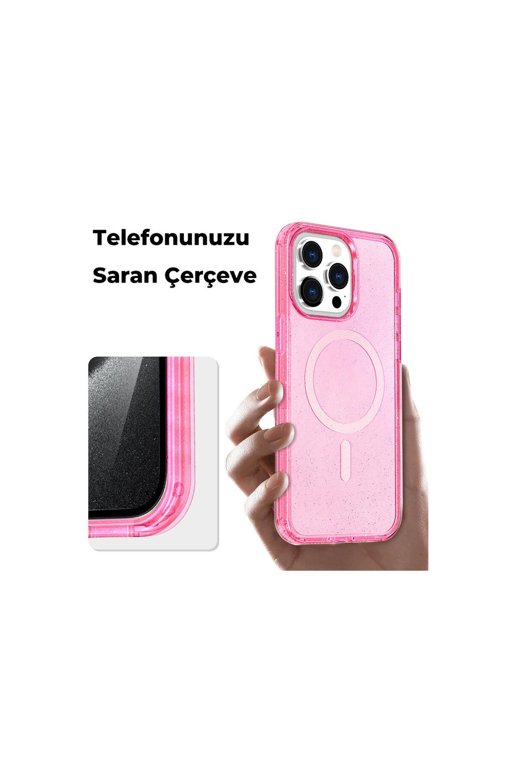 Apple iPhone 14 Pro Uyumlu Kılıf Star Magsafe Kapak - Pembe