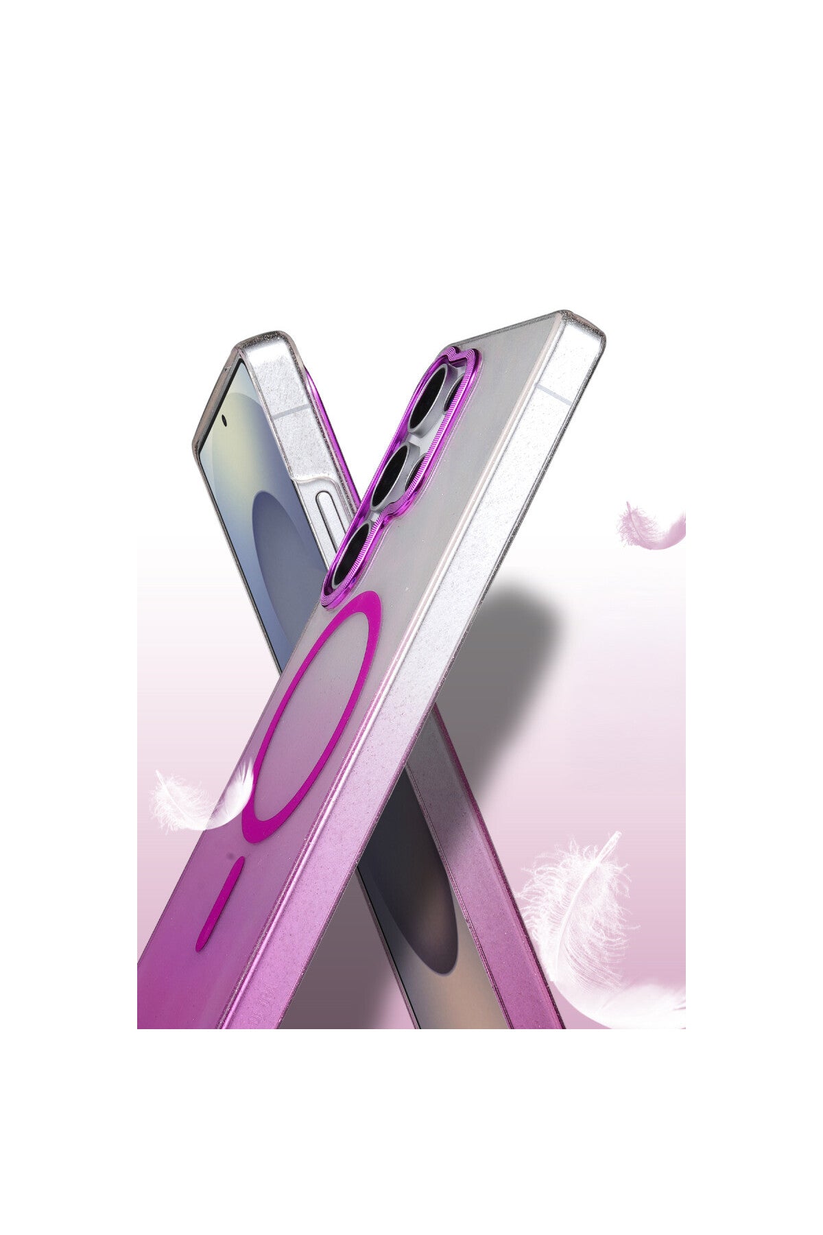 Samsung Galaxy S23 Ultra Uyumlu Glossy Magsafe Kapak - Pembe