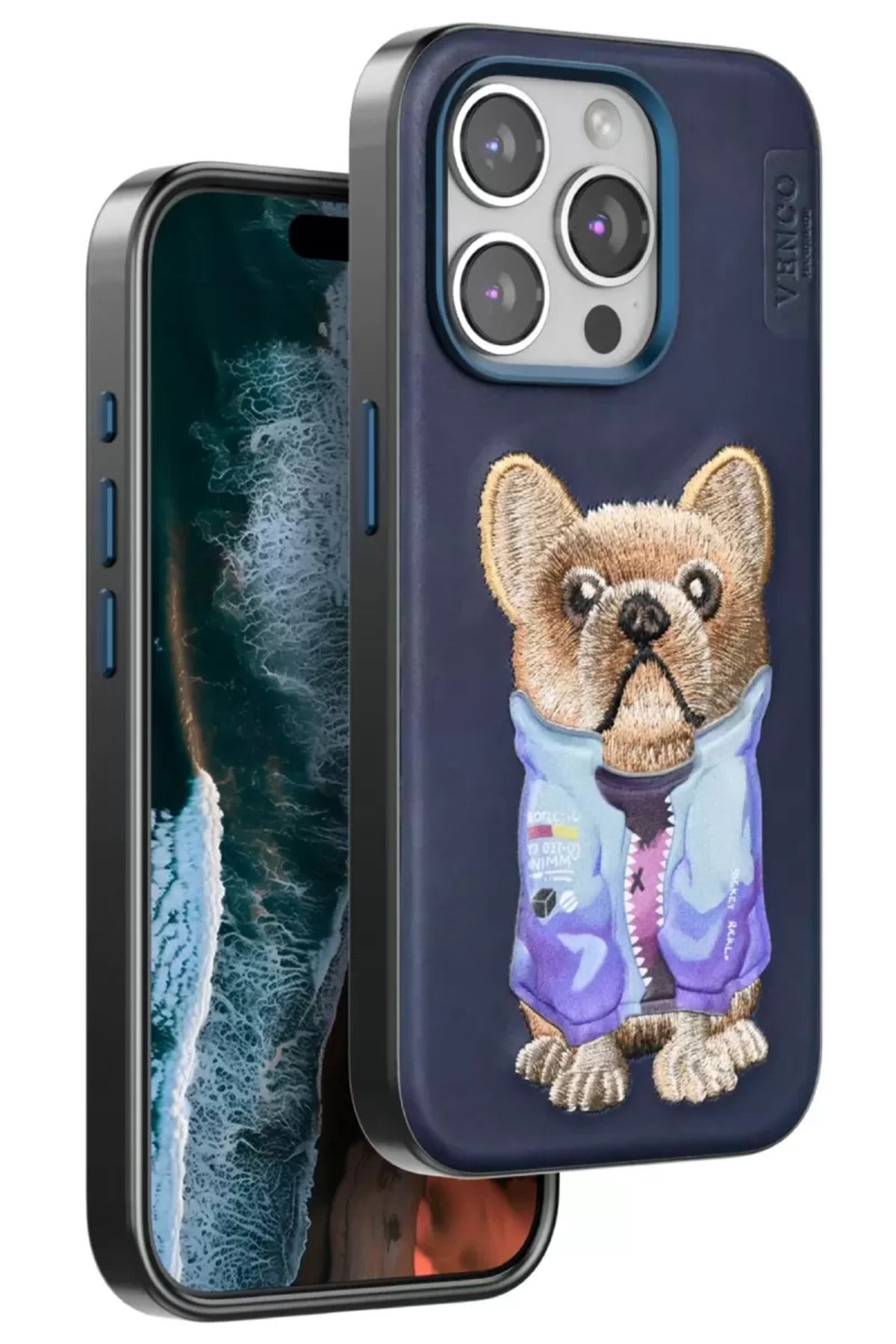 Venco Apple iPhone 15 Pro Max Uyumlu Cute Desenli Kapak - Lacivert