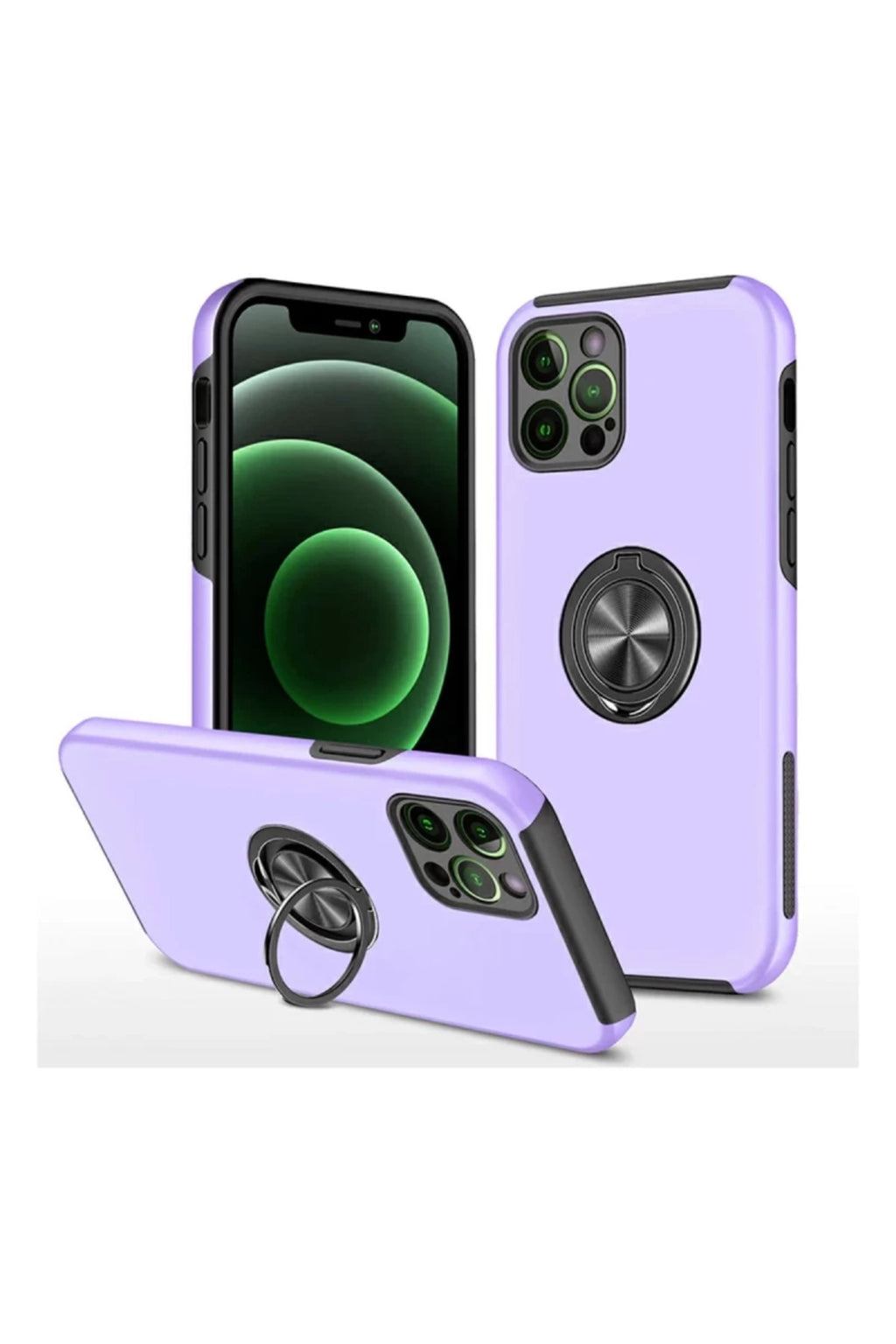 Apple iPhone 12 Pro Uyumlu Kılıf Elit Yüzüklü Kapak - Mor
