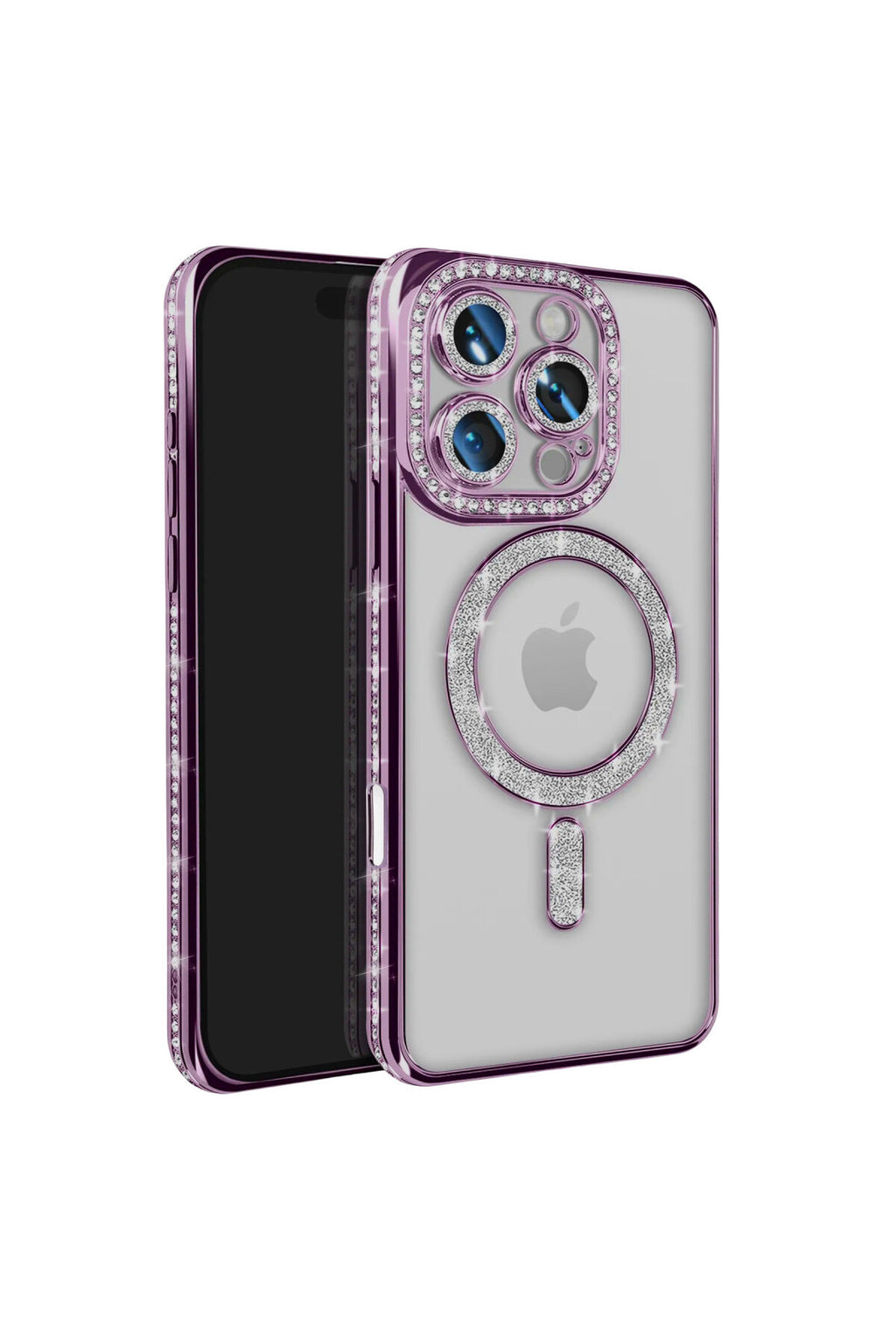 Apple iPhone 16 Pro Max Uyumlu Kılıf Joke Simli Magneticsafe Kılıf - Derin Mor