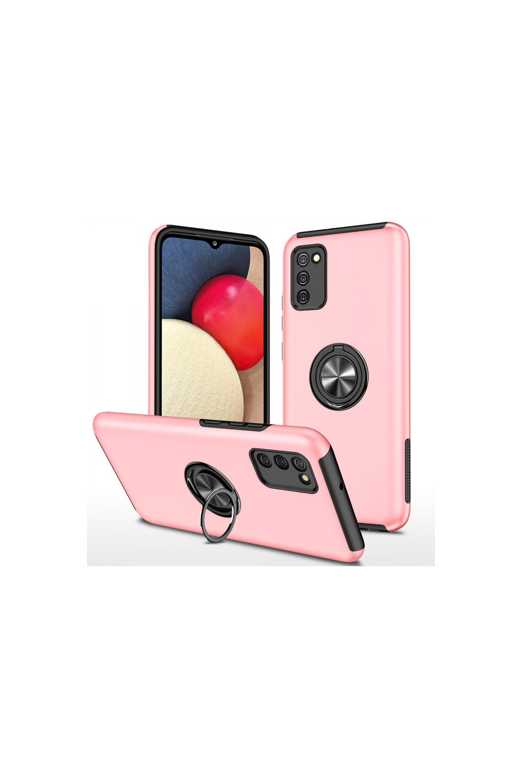 Samsung Galaxy A02S Uyumlu Kılıf Elit Yüzüklü Kapak - Pembe