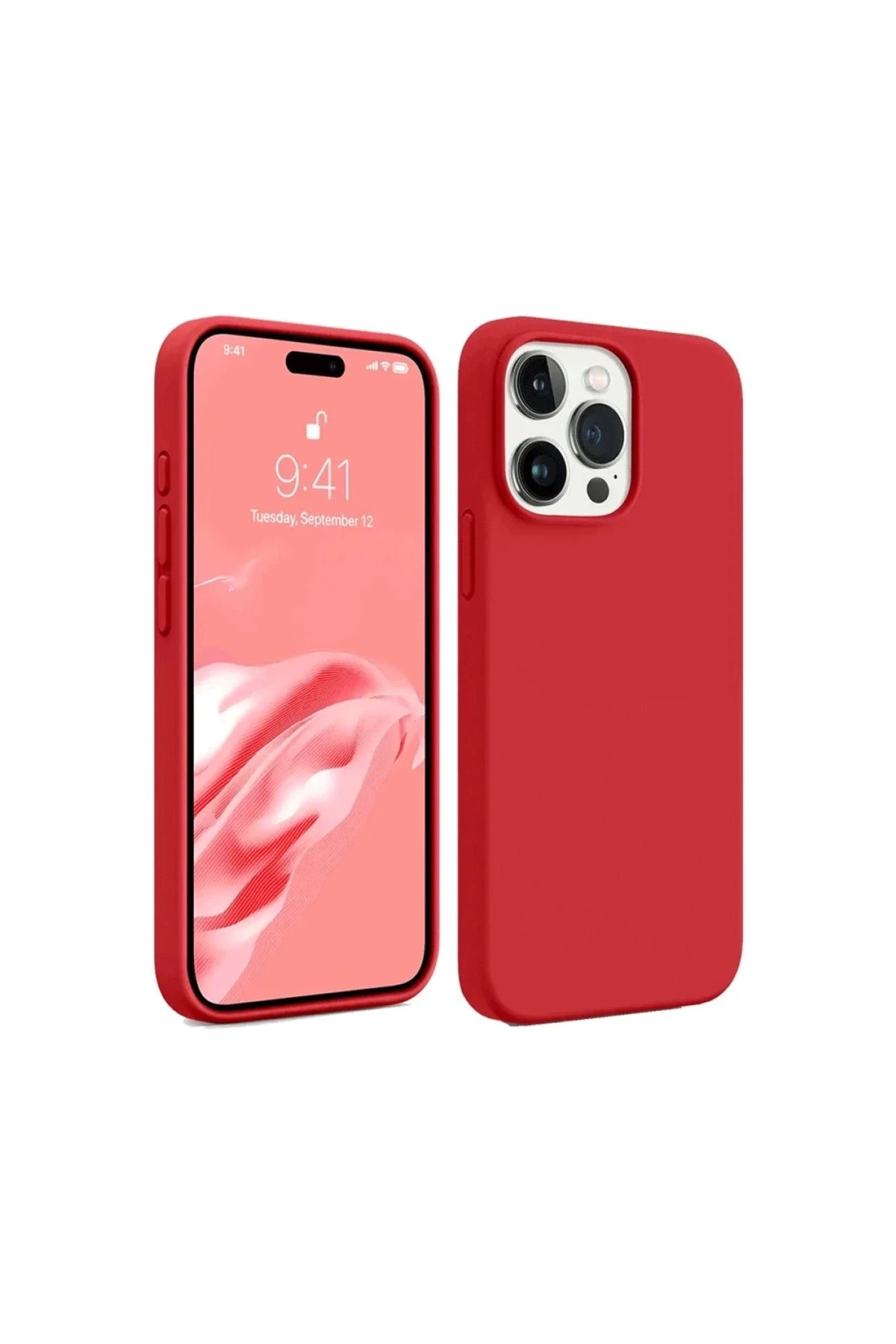 Apple iPhone 15 Pro Uyumlu Kılıf First Silikon - Kırmızı