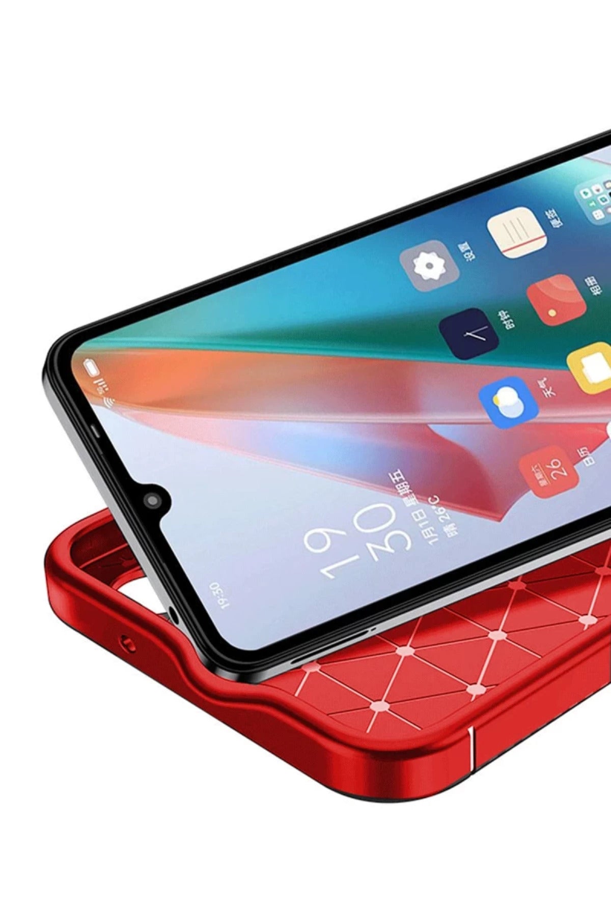 Samsung Galaxy A06 Uyumlu Kılıf Auto Focus Karbon Kapak - Kırmızı