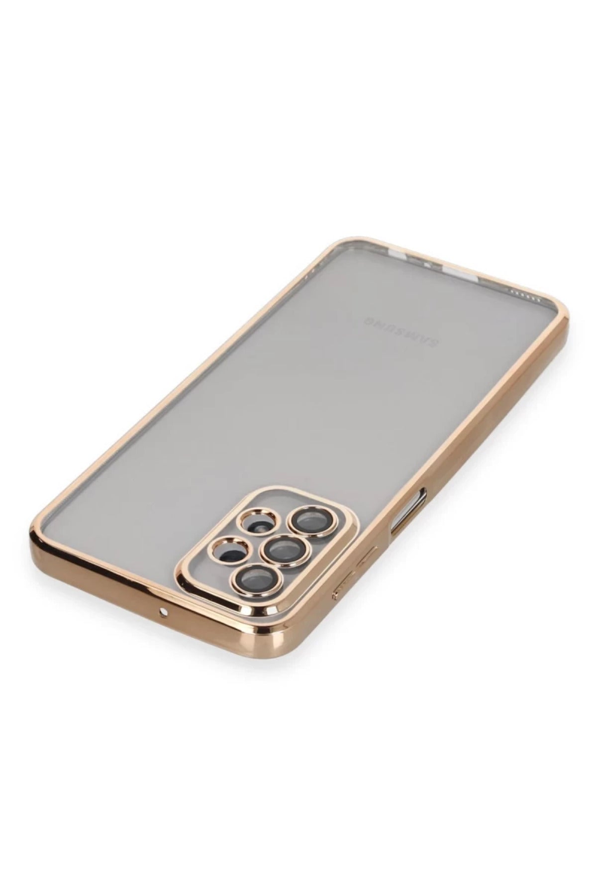 Samsung Galaxy A23 4G Uyumlu Kılıf Lensli Silikon - Gold