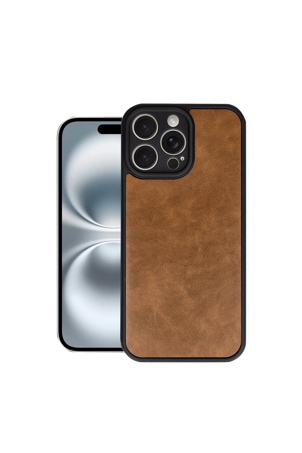 Apple iPhone 16 Pro Uyumlu Kılıf Aras Deri Kapak - Taba