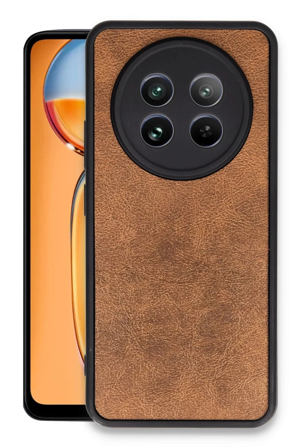 Realme 12 5G Uyumlu Kılıf Aras Deri Kapak - Taba