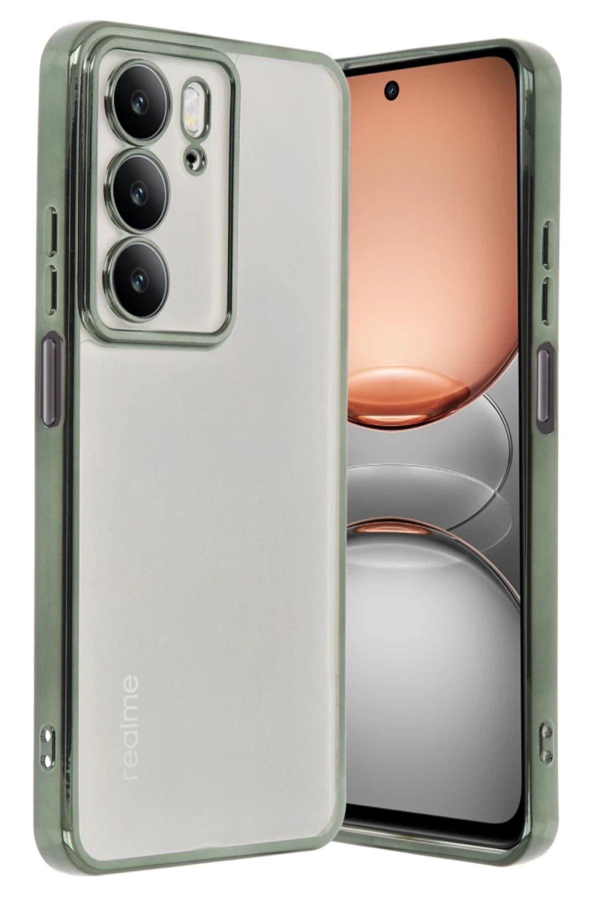 Realme C75 4G Uyumlu Kılıf Lensli Silikon - Yeşil
