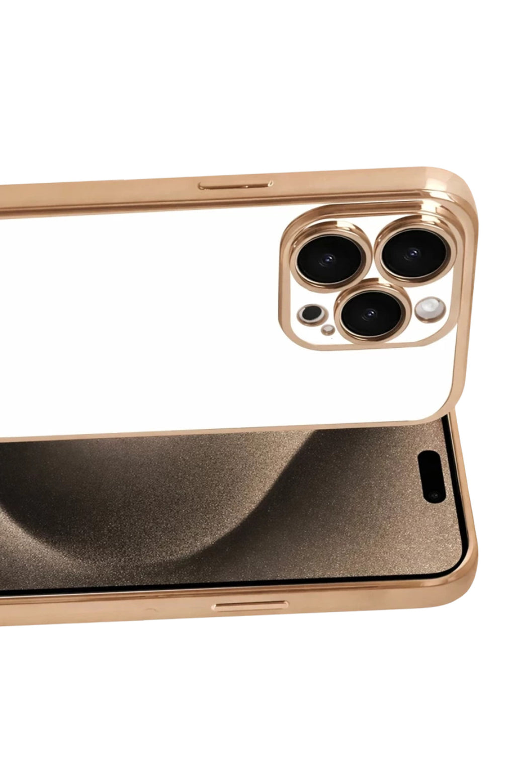 Apple iPhone 15 Pro Max Uyumlu Lensli Silikon - Gold