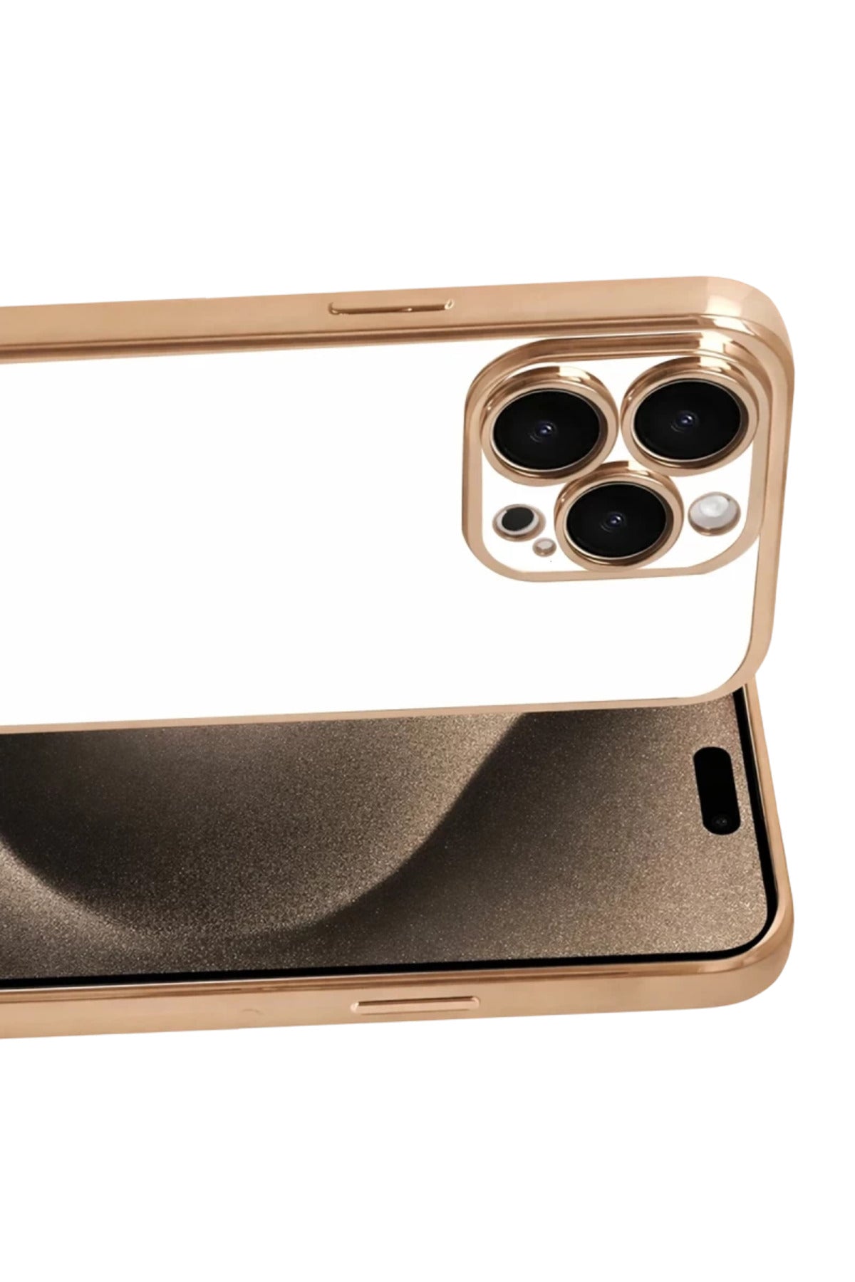 Apple iPhone 15 Pro Max Uyumlu Lensli Silikon - Gold