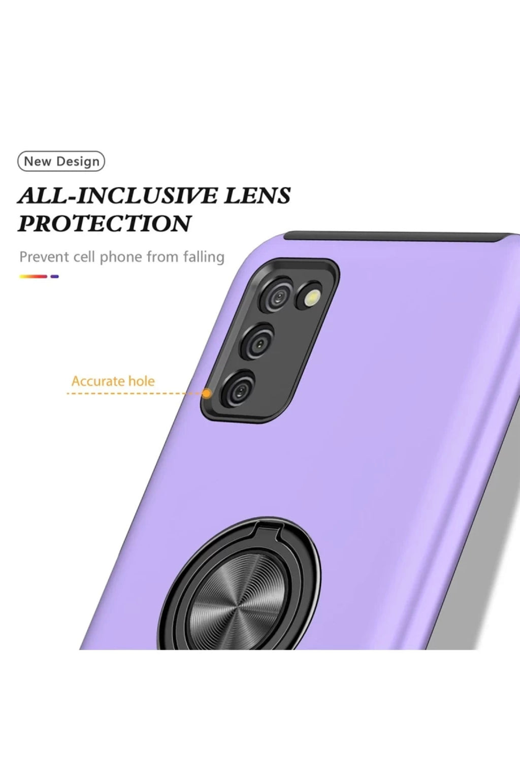 Samsung Galaxy A02S Uyumlu Kılıf Elit Yüzüklü Kapak - Mor