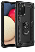 Samsung Galaxy A03S Uyumlu Kılıf Sofya Yüzüklü Silikon Kapak - Siyah