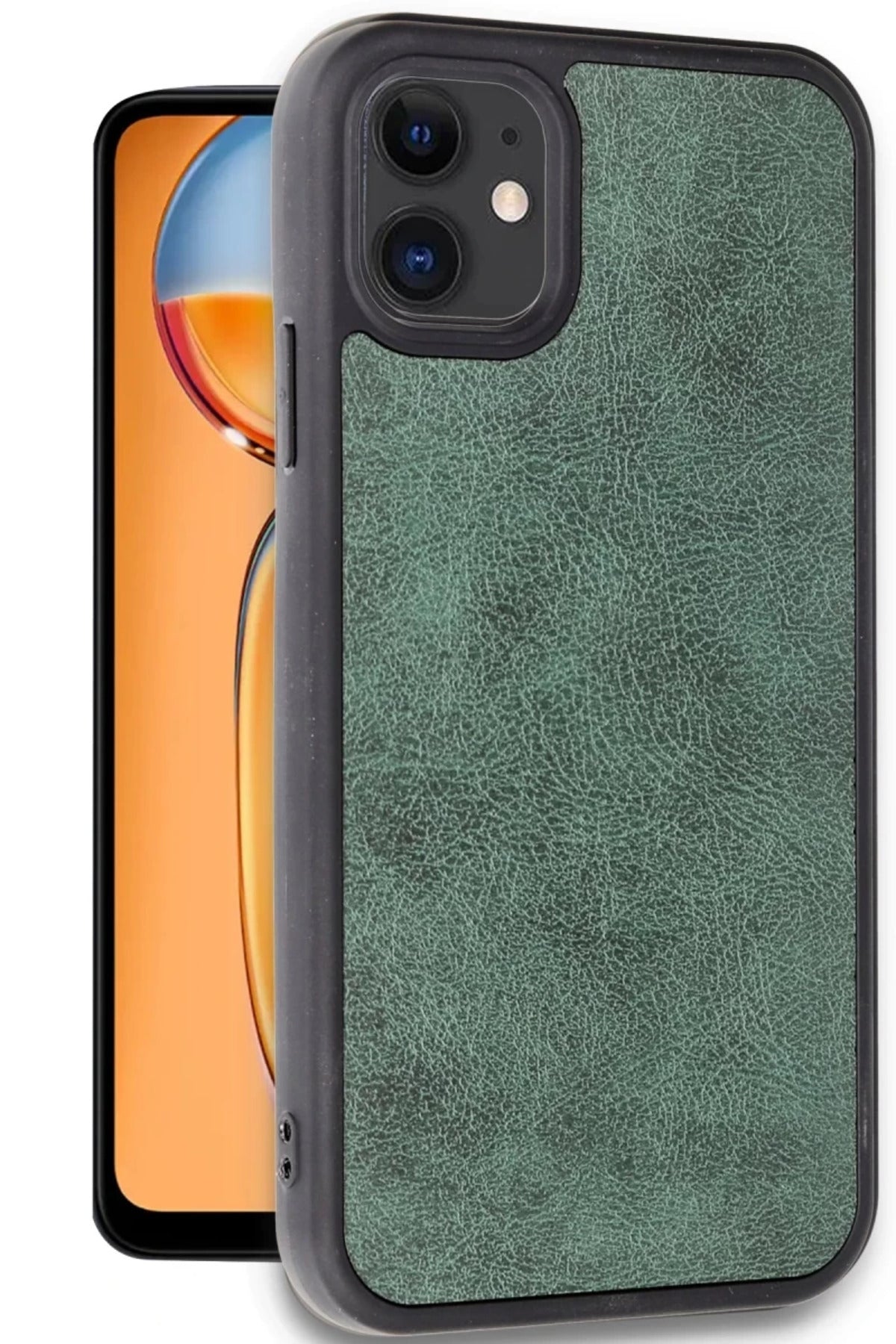 Apple iPhone 11 Uyumlu Kılıf Aras Deri Kapak - Koyu Yeşil