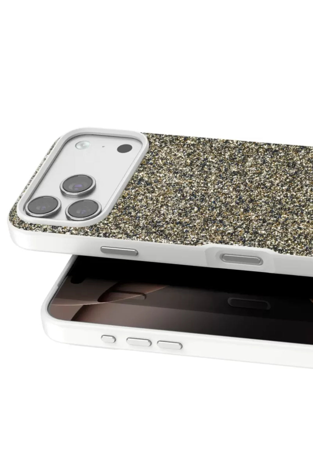 Onegif Apple iPhone 17 Pro Uyumlu Bright Simli Kapak - Çöl Titanyum