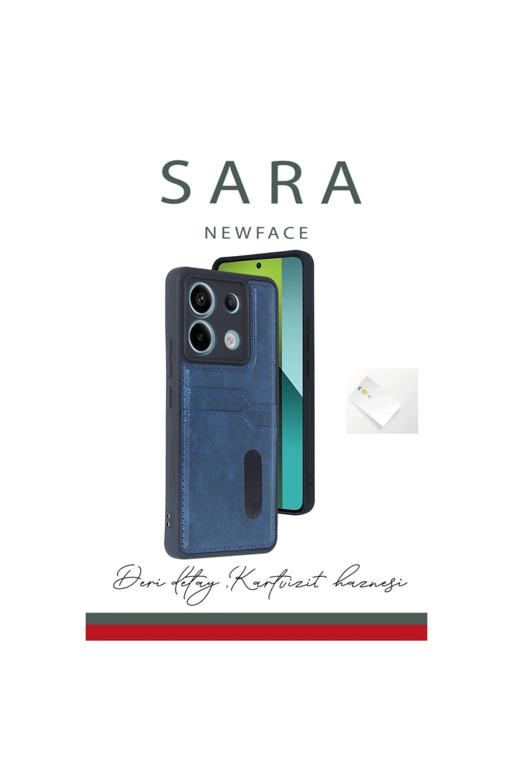 Xiaomi Redmi Note 13 Pro 5G Uyumlu Kılıf Sara Kartvizitli Deri Kılıf - Lacivert