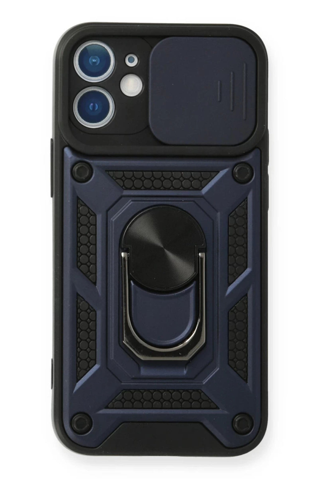 Apple iPhone 12 Mini Uyumlu Kılıf Pars Lens Yüzüklü Silikon - Lacivert