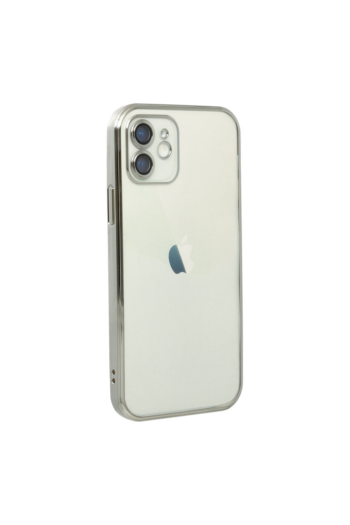 Apple iPhone 12 Uyumlu Kılıf Lensli Silikon - Gümüş