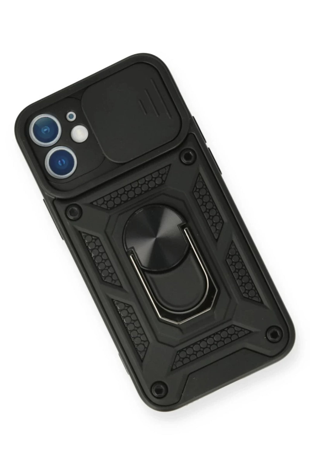 Apple iPhone 12 Mini Uyumlu Kılıf Pars Lens Yüzüklü Silikon - Siyah
