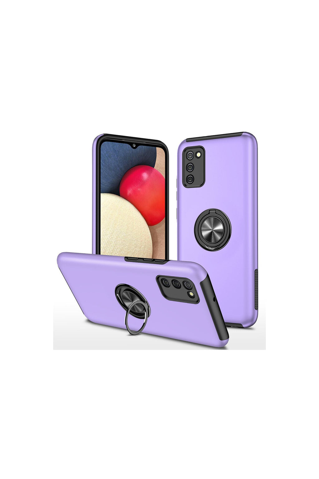 Samsung Galaxy A02S Uyumlu Kılıf Elit Yüzüklü Kapak - Mor