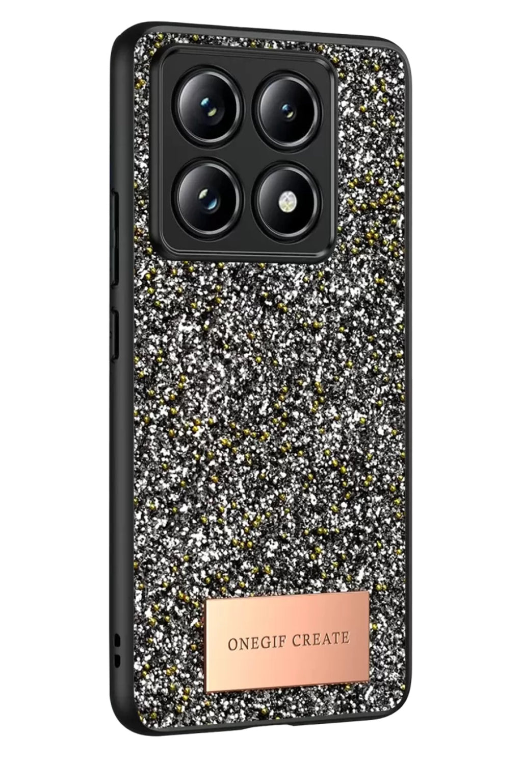 Onegif Xiaomi Mi 14T Pro Uyumlu Bright Simli Kapak - Gümüş