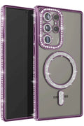 Samsung Galaxy S23 Ultra Uyumlu Joke Simli Magneticsafe Kılıf - Derin Mor